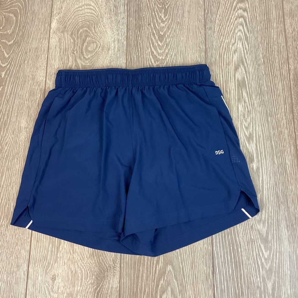 DSG Shorts Men's‎ M Navy Blue Stride Run Drawstring New active reflective UPF 50